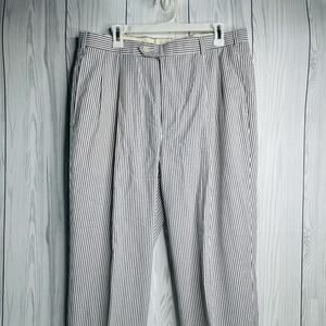 Hertling Trouser Blue White Cotton Seersucker Shorts, Size 36 USA